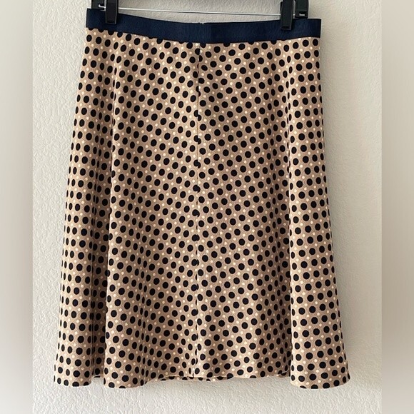 Ann Taylor NWT Polkadot Skirt Size 8 Tan and Navy Blue - Picture 1 of 6